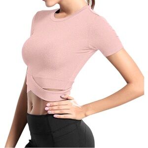 Elegant Pink Workout Cutout Crop Top